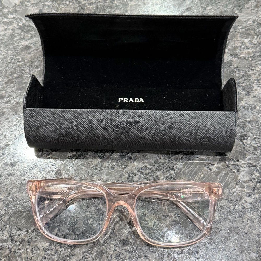 Prada PR 17ZV Transparent 15J101 Crystal Pink Women's Pre-Owned Frames 52-18 140